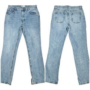 Zara | Women | Stone Wash High Rise Split Hem Straight Leg Denim Jeans | Sz 12